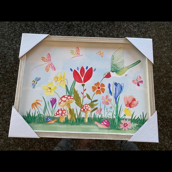 New Matilda Jane Hummingbird Garden framed canvas - Picture 1 of 5